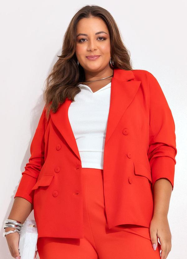 Vista 2 Blazer Vermelho em Crepe Plano Marguerite Marguerite