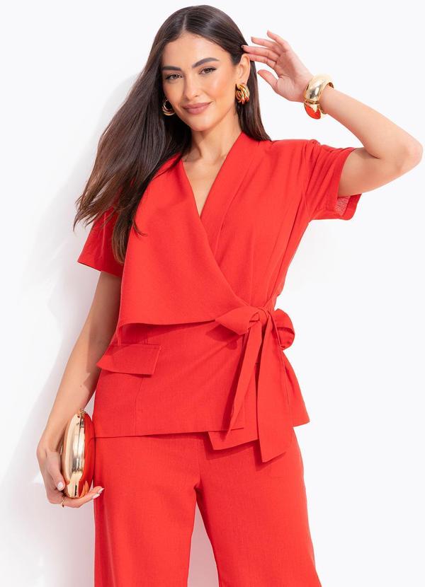 Blazer Vermelho em Linho