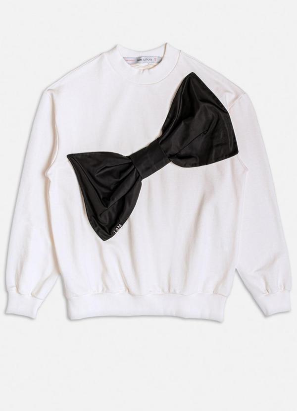 Casaco de Moletom com Laço Off White