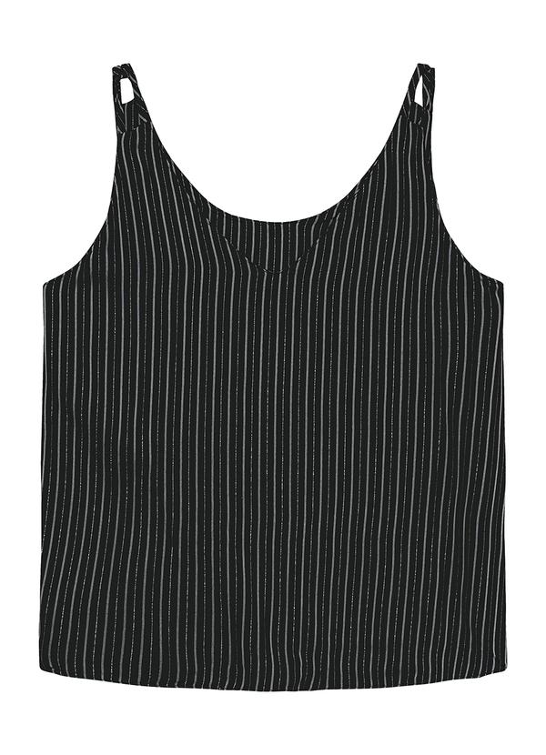 Blusa Ampla Listrada com Lurex Preto