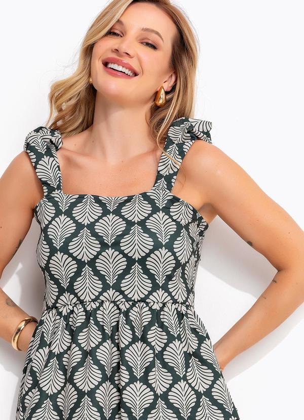 Blusa Bandana Abstrato Verde em Malha Fria