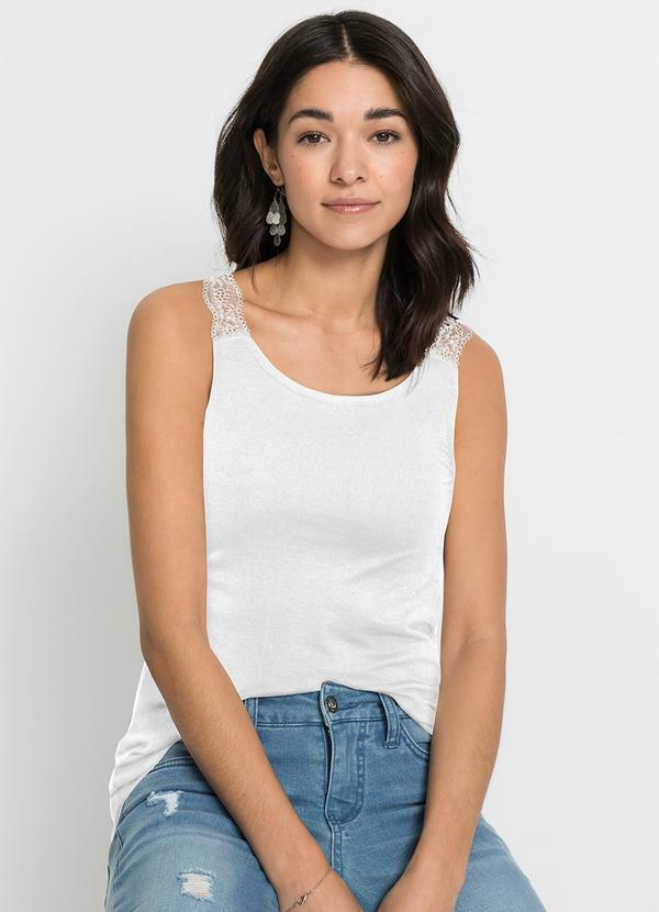 Vista 2 Blusa Branca em Malha de Poliéster bonprix bonprix