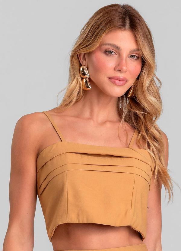 Blusa Cropped Feminina de Alça Regulável Marrom