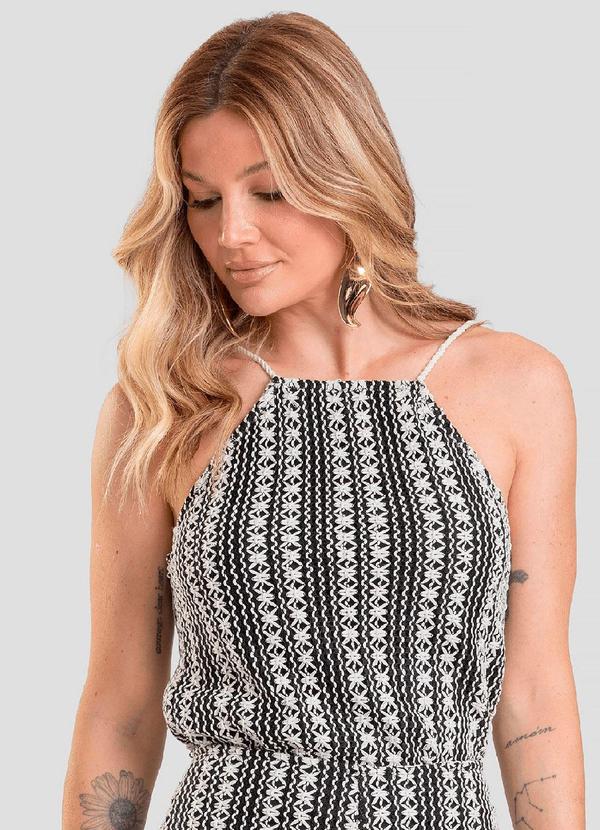 Blusa Cropped Feminino com Torçal Cru Preto