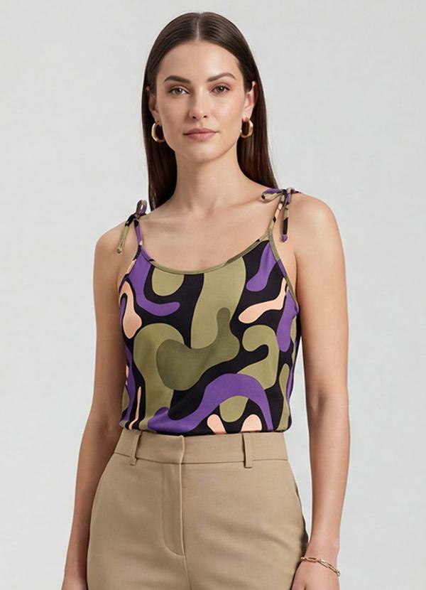 Vista 2 Blusa de Alça de Laço Preto INFINITA COR INFINITA COR