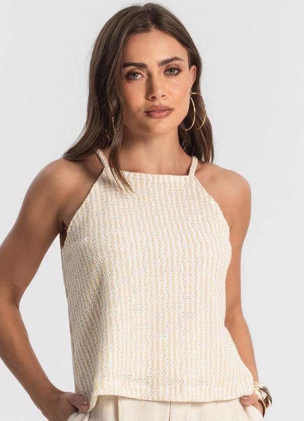 Blusa de Alça em Tricot Bege