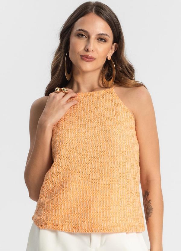 Blusa de Alça em Tricot Laranja