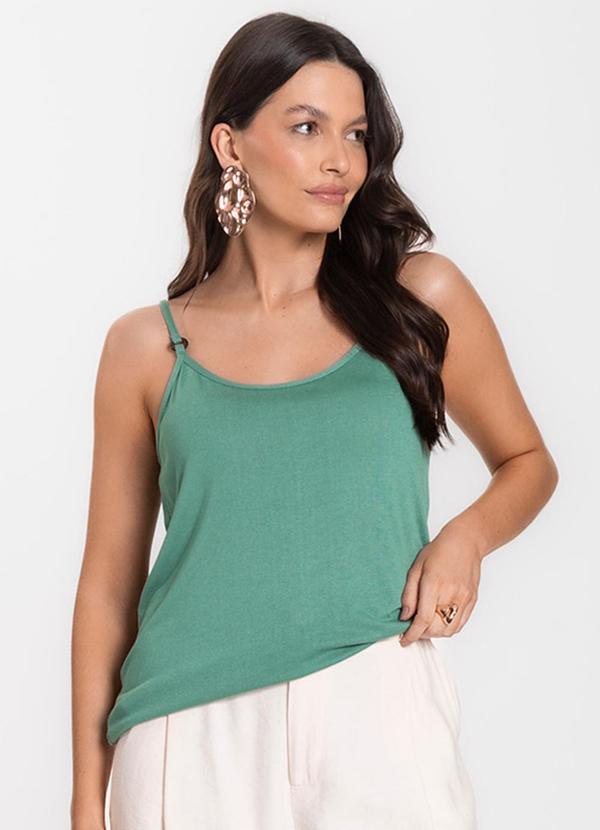 Vista 2 Blusa de Alça em Visco Tricot Verde INFINITA COR INFINITA COR