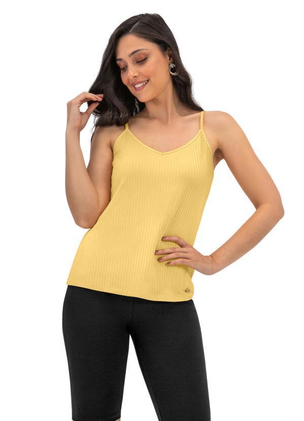 Vista 2 Blusa de Alça Feminina Básica Amarelo Rovitex Rovitex
