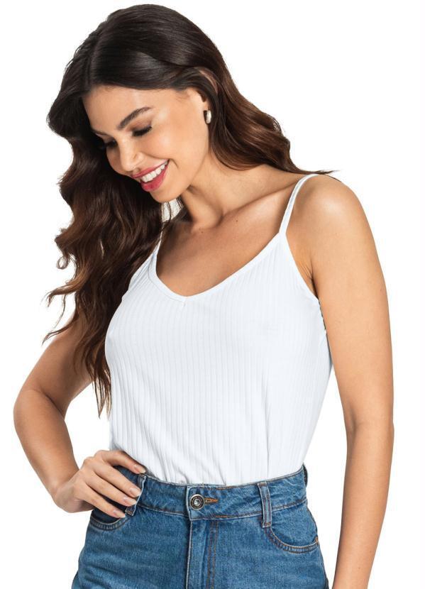 Vista 2 Blusa de Alça Feminina Básica Branco Rovitex Rovitex