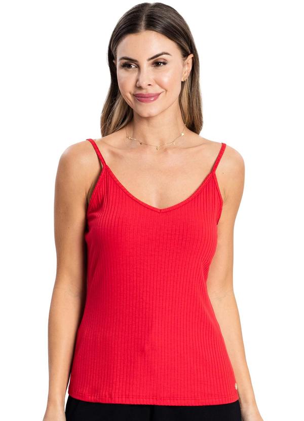 Vista 2 Blusa de Alça Feminina Básica Vermelho Rovitex Rovitex