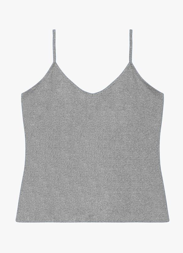 Blusa de Alça Feminina Canelada Cinza