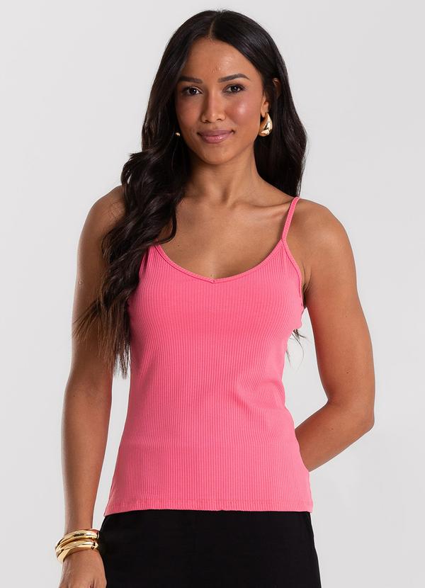 Blusa de Alça Feminina Canelada Rosa