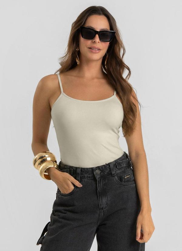 Blusa de Alça Feminina em Poliamida Bege