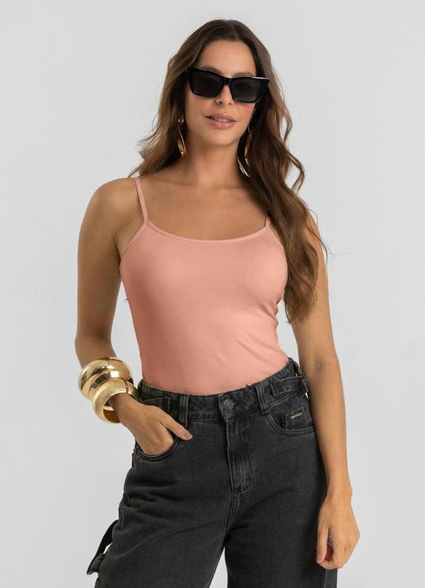 Blusa de Alça Feminina em Poliamida Marrom