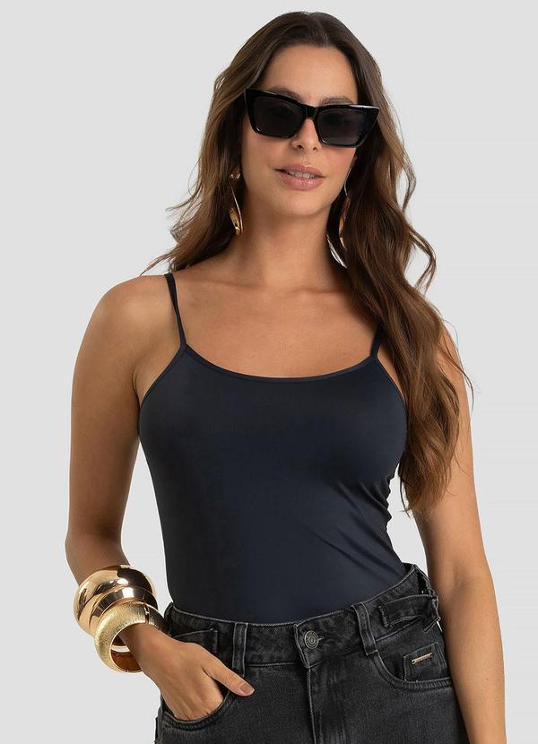 Blusa de Alça Feminina em Poliamida Preto