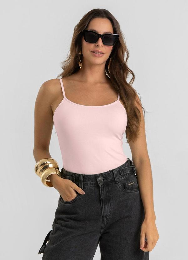 Blusa de Alça Feminina em Poliamida Rosa