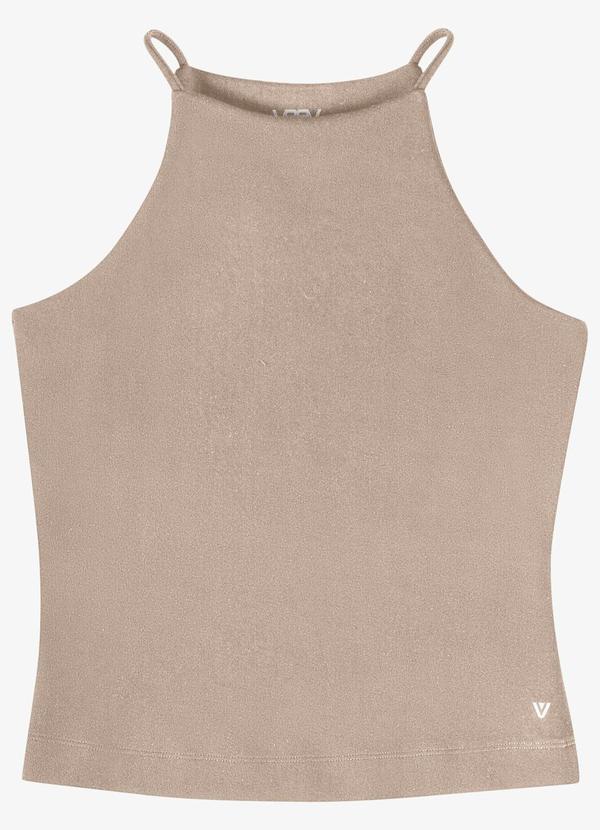 Blusa de Alça Feminina em Ribana Maxi Bege