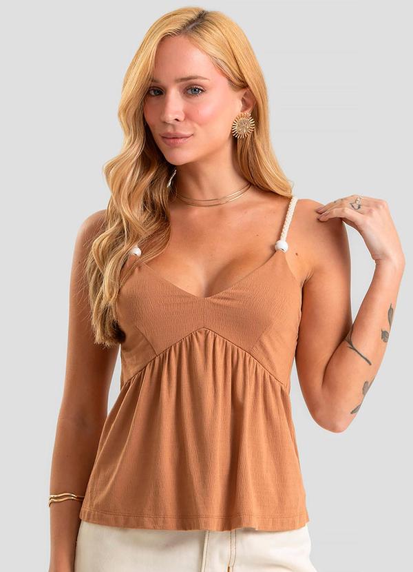 Blusa de Alça Feminina em Tecido Visco Marrom