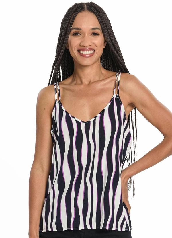 Vista 2 Blusa de Alça Feminina Estampada Azul Rovitex Rovitex