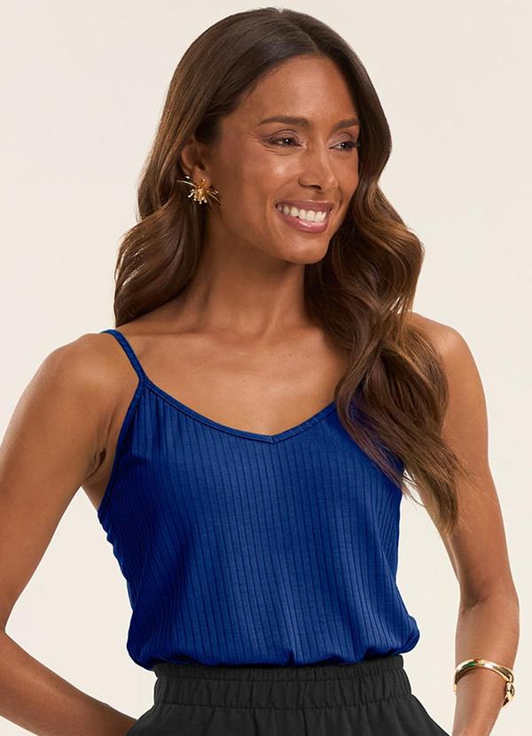 Blusa de Alça Feminina Ribana Canelada Azul