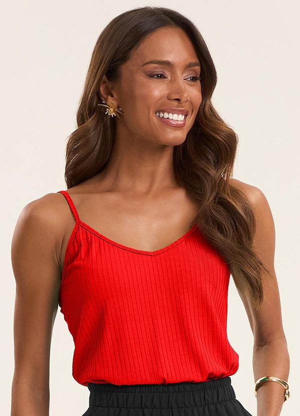 Blusa de Alça Feminina Ribana Canelada Laranja