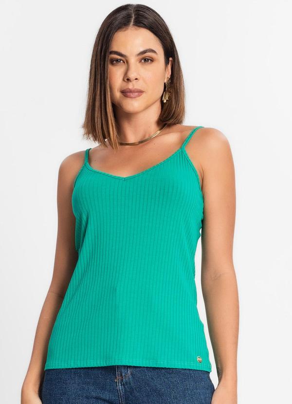 Blusa de Alça Feminina Ribana Canelada Verde