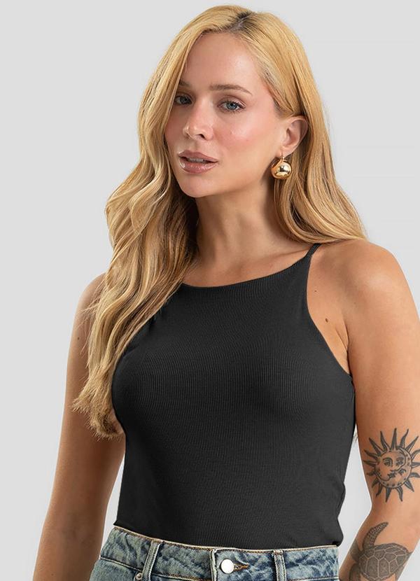 Blusa de Alça Feminina Ribana Preto
