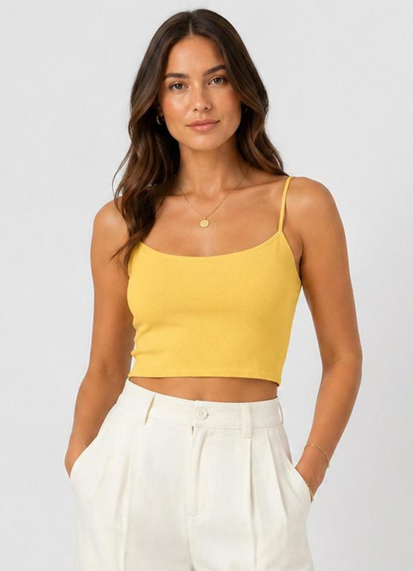 Blusa de Alça Feminina Tecido Henera Amarelo
