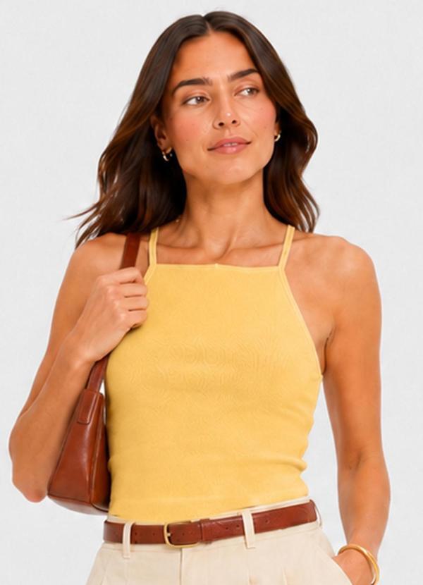 Blusa de Alça Feminina Tecido Henera Amarelo