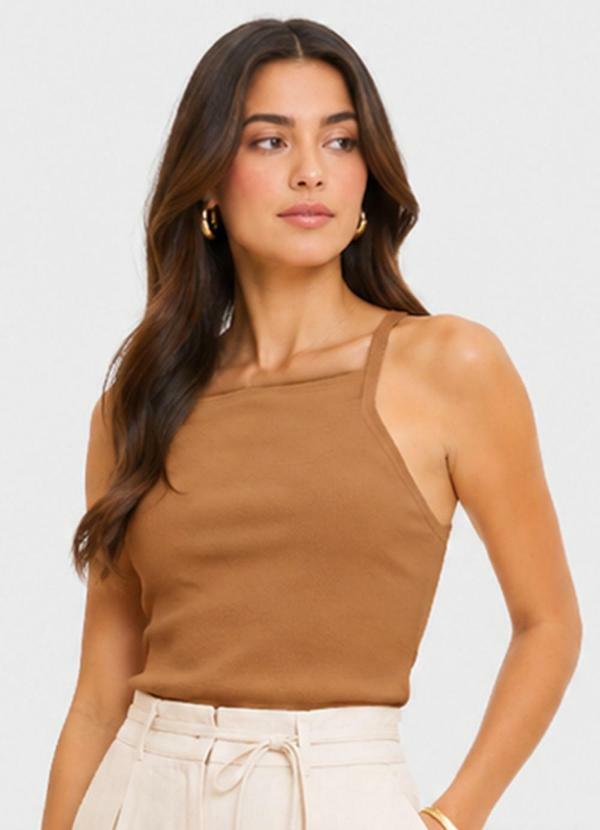 Blusa de Alça Feminina Tecido Henera Bege