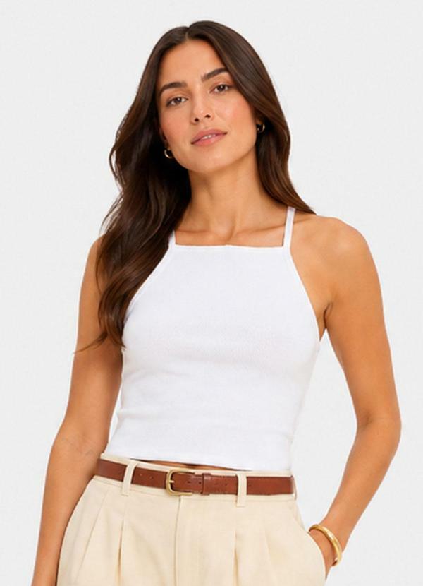 Blusa de Alça Feminina Tecido Henera Branco