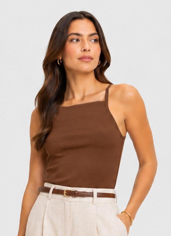 Blusa de Alça Feminina Tecido Henera Marrom
