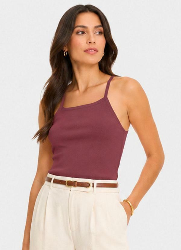 Blusa de Alça Feminina Tecido Henera Marrom