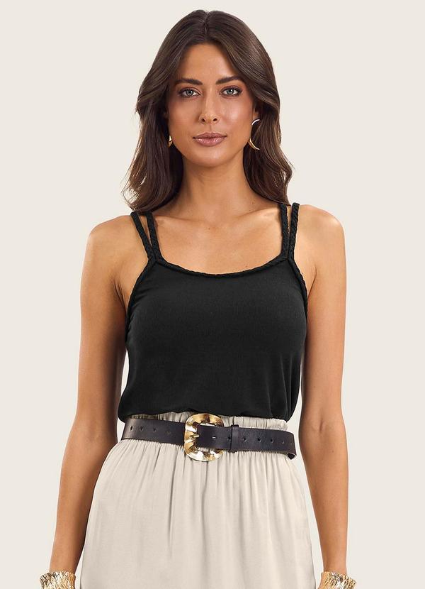 Vista 2 Blusa de Alça Feminina Visco Maquinetada Preto Endless Endless