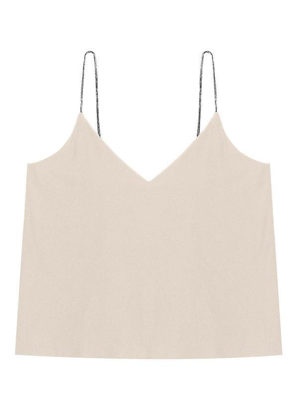 Blusa de Alça Feminina Viscose Creponada Bege