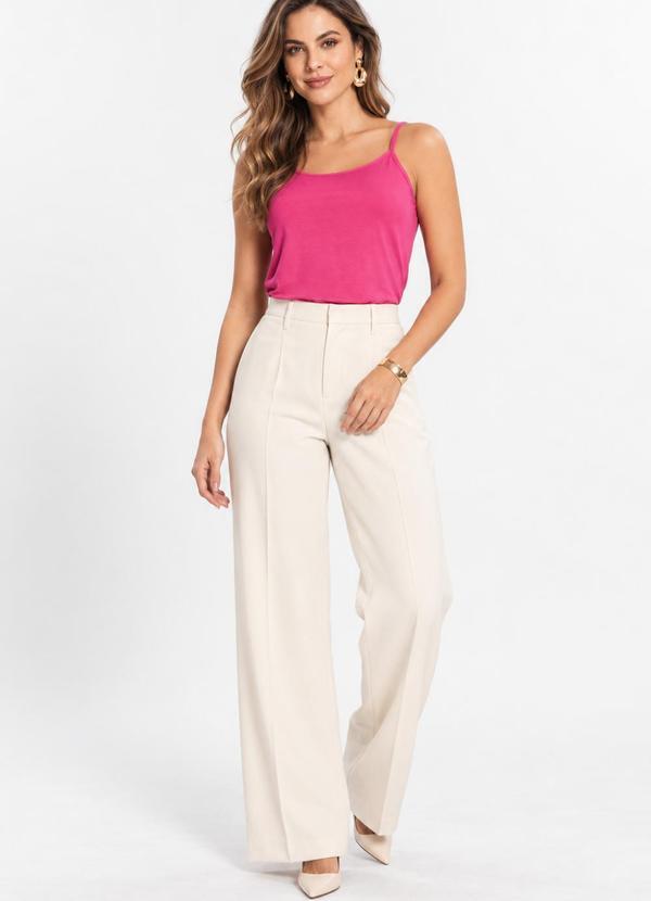 Blusa de Alça Feminina Viscotorcion Básica Rosa