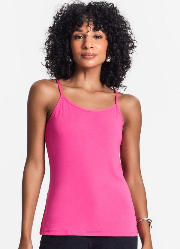 Vista 2 Blusa de Alça Feminina Viscotorcion Básica Rosa Rovitex Rovitex
