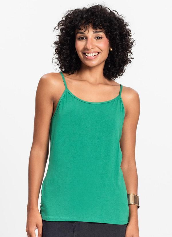 Blusa de Alça Feminina Viscotorcion Básica Verde