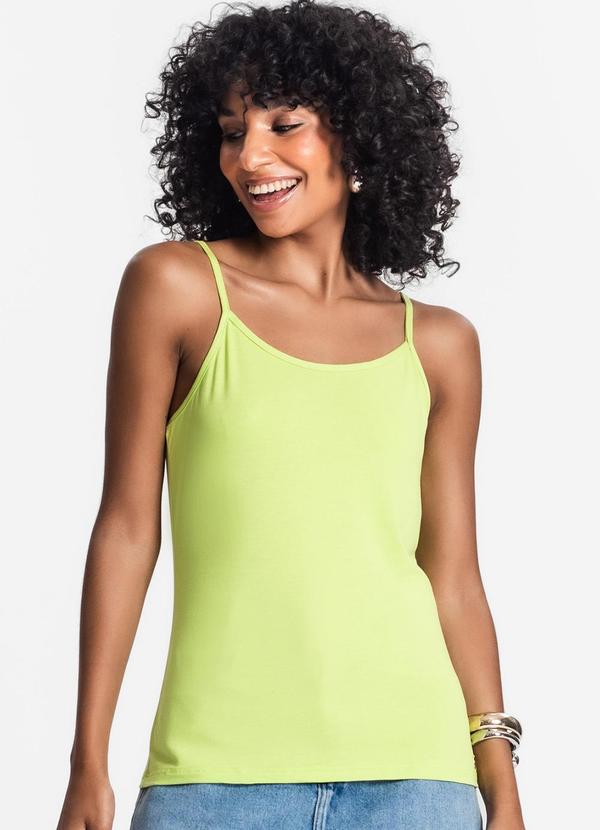 Vista 2 Blusa de Alça Feminina Viscotorcion Básica Verde Rovitex Rovitex