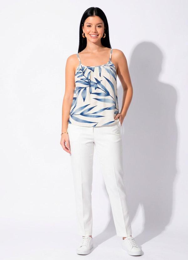 Vista 2 Blusa de Alça Folhagem Azul Quintess Quintess