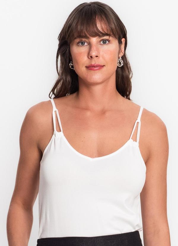 Blusa de Alça Semi Acabada Malha Delicate Bege