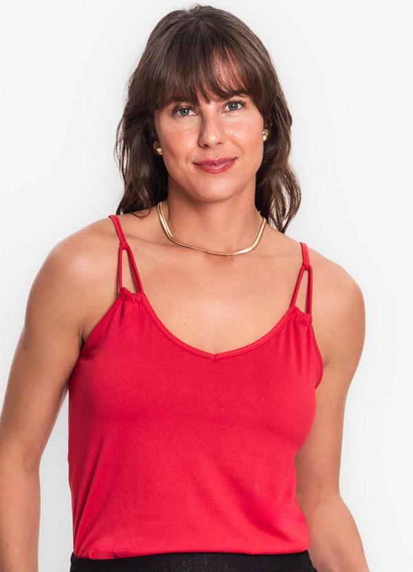 Blusa de Alça Semi Acabada Malha Delicate Vermelho