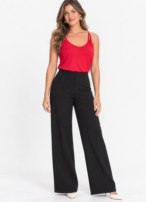 Blusa de Alça Semi Acabada Malha Delicate Vermelho