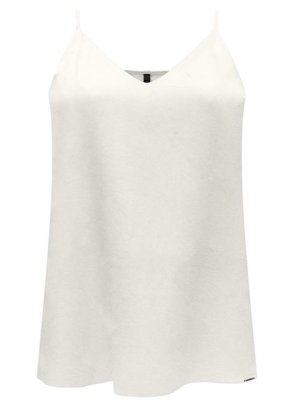 Vista 2 Blusa de Alças com Decote em V em Viscose Branco Lunender Lunender