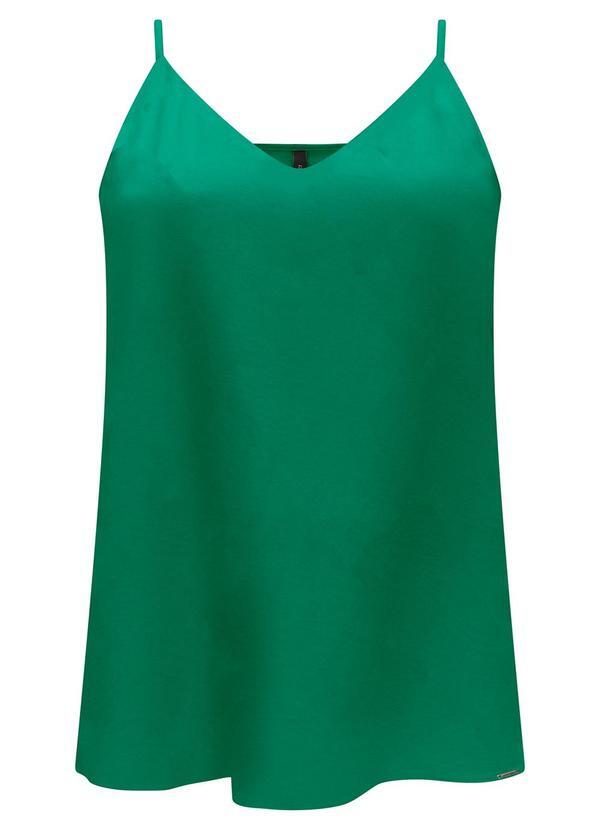 Vista 2 Blusa de Alças com Decote em V em Viscose Verde Lunender Lunender