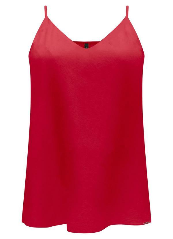 Vista 2 Blusa de Alças com Decote em V Vermelho Lunender Lunender