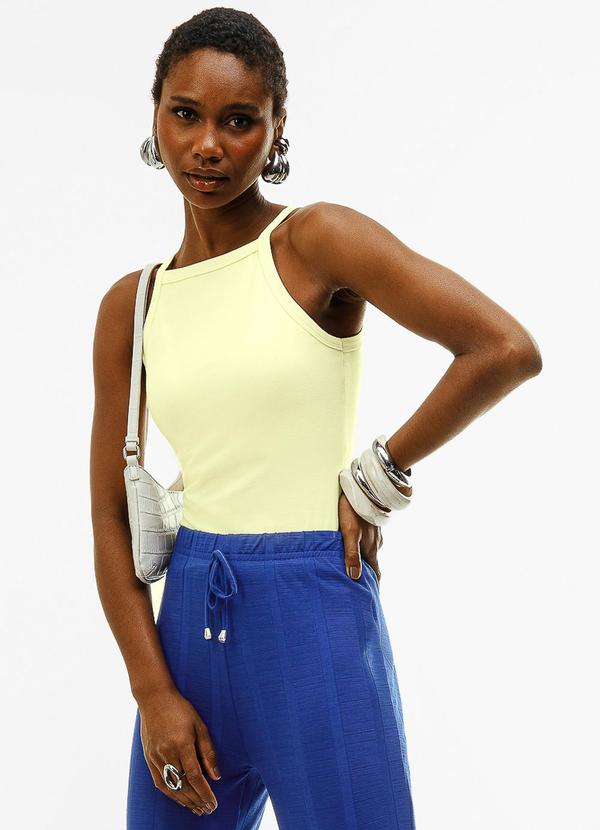Blusa de Alças em Cotton com Bojo Amarelo