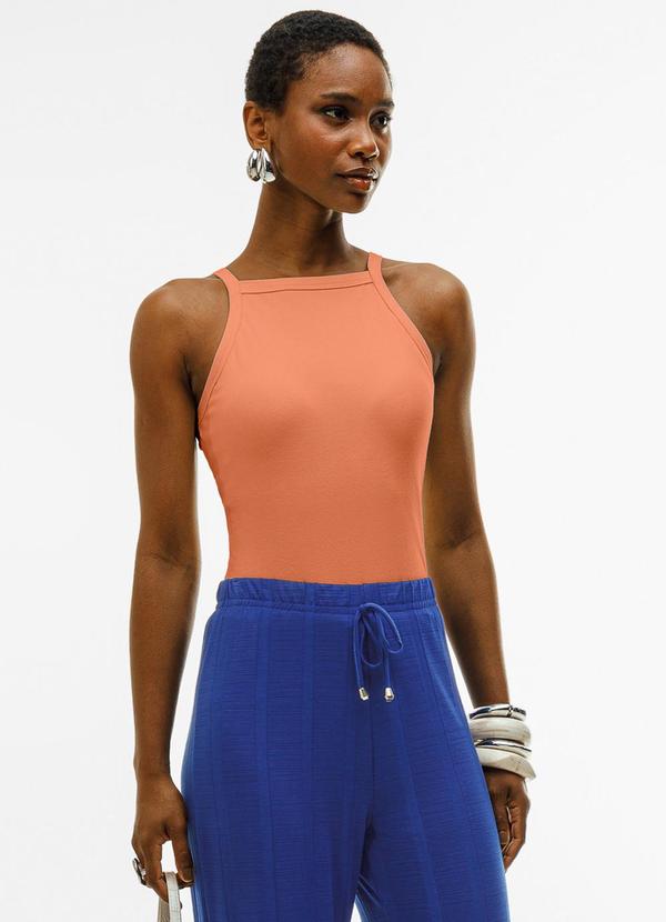 Blusa de Alças em Cotton com Bojo Laranja