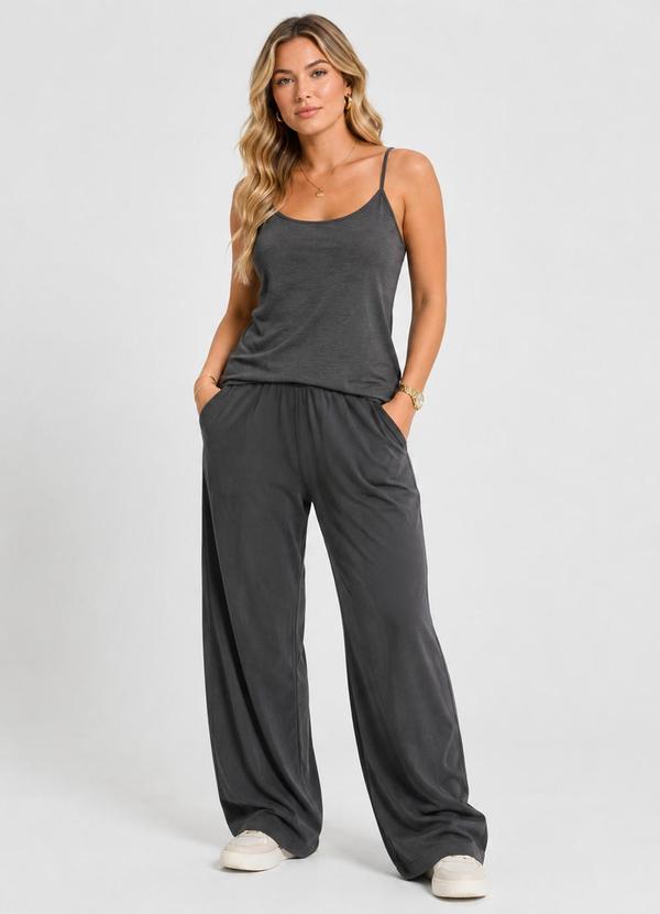 Blusa de Alças Feminina Básica Cinza